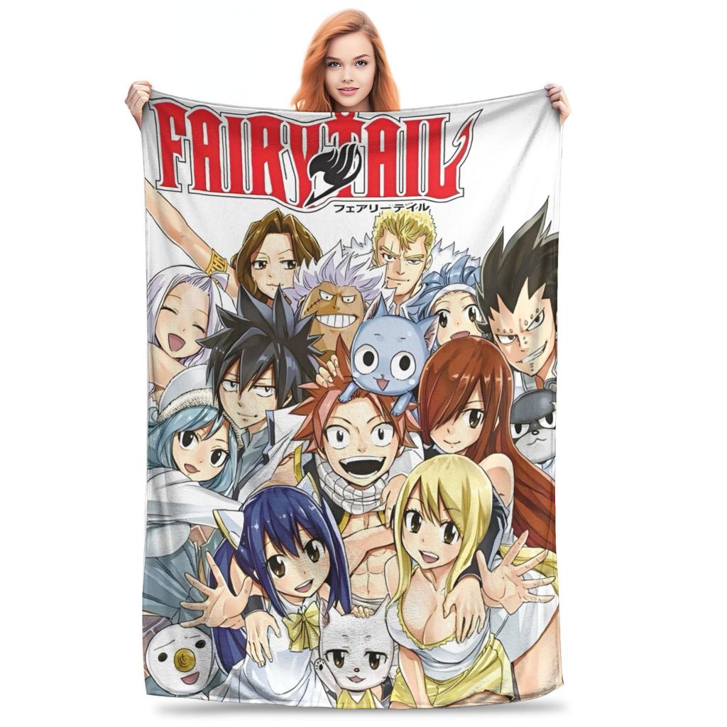 Fairy Tail Knitted Blanket Flannel  Super Soft Throw Blankets for Outdoor Travel Bedspread