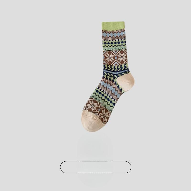 Female Spring and Autumn Retro National Wind Tube Cotton Socks