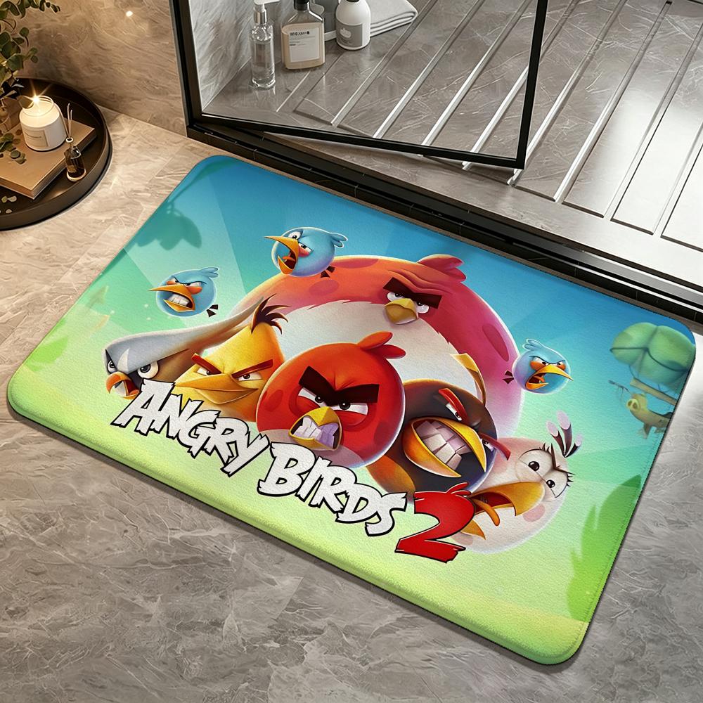 Game-Angry BirdsS Floor Mat Bedroom Carpet, Bathroom Foot Mat, Doormat, Non-Slip Absorbent Multi-Use