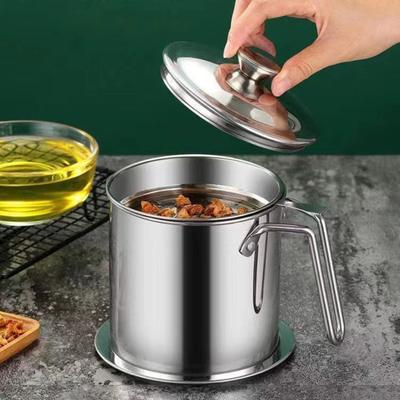 Recipiente de Filtro de Óleo de Aço Inoxidável 1.3L Grande Capacidade Jarra de Óleo de Cozinha com Malha Fina à Prova de Ferrugem Lavável na Máquina de Lavar Louça Tanque de Óleo de Cozinha