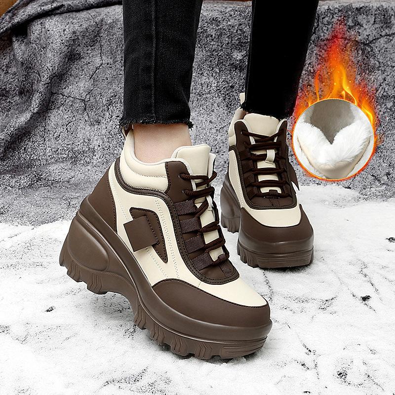 

Платформенные высокие кеды детские корейская версия универсальные модные повседневные туфли 2025 зима новые бархатные спортивные туфли 42