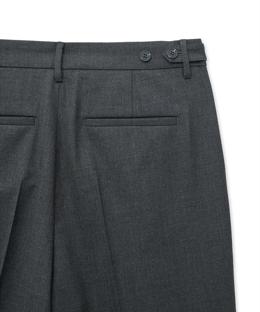 NOIRER Wool One-Tuck Relaxed Slacks (Gray)