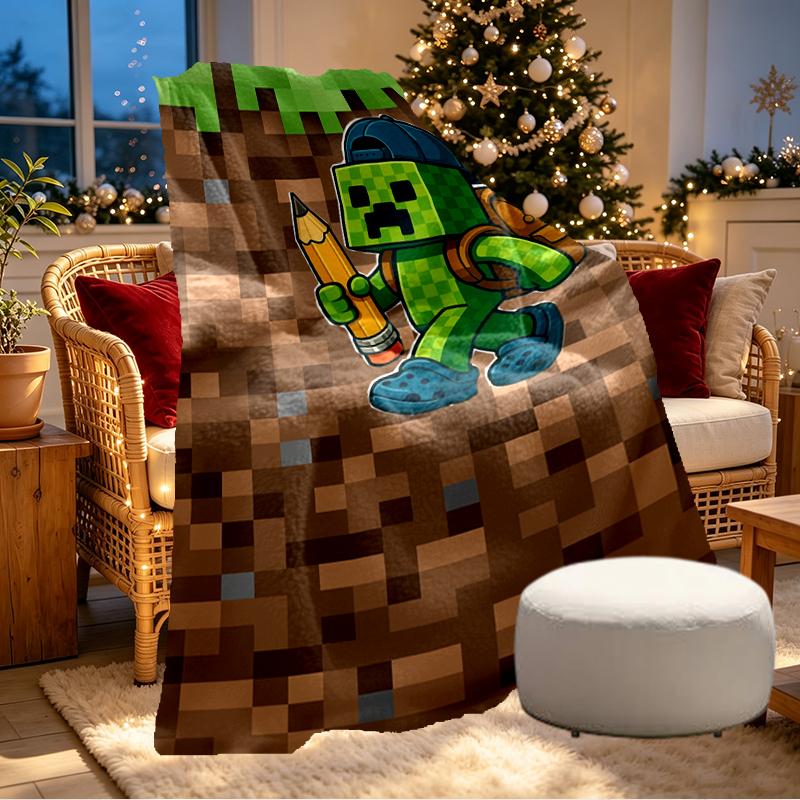 Minecraft Print Blanket - Soft & Comfortable, for Bedroom, Travel, Sofa, Home Decoration - Birthday Christmas Gift for Friend