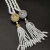 Elegant European & American Light Luxury Tassel Pearl Sweater Chain with 3D Hollow Zircon Pendant