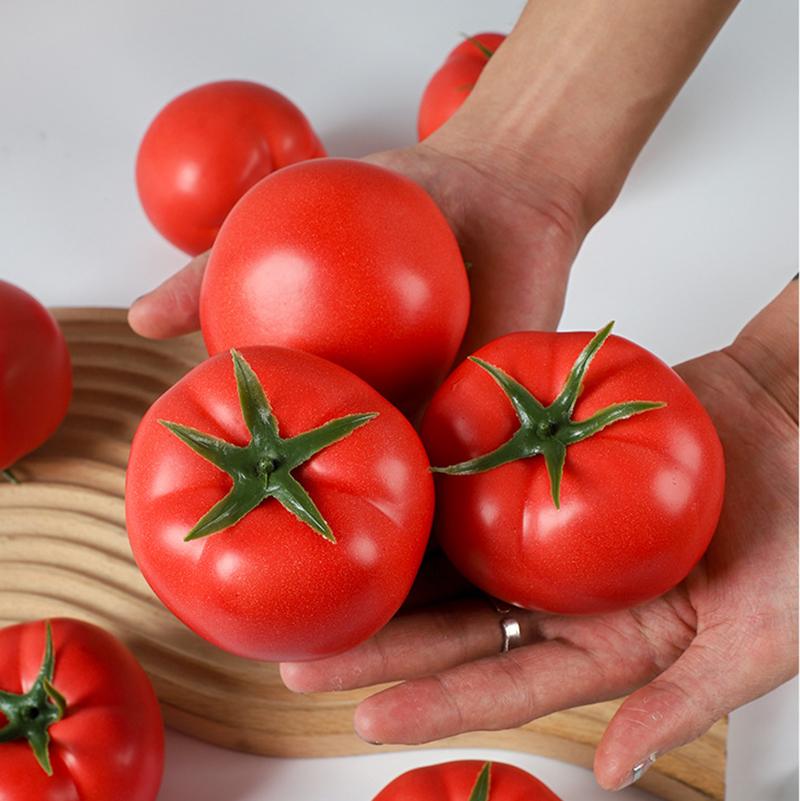 5pcs Simulation Red Tomato Model Lifelike Foam Vegetable Props Kitchen Ornaments Window Display Sample Fake Fruit Photog Props
