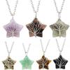 Natural Crystal Rough Stone Pentagram Star Winding Tree Of Life Pendant N654