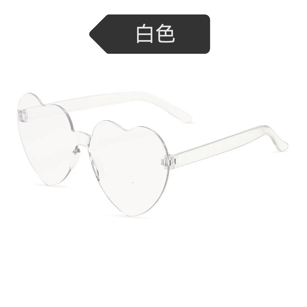 Peach Heart Sunglasses Love Glasses Trend Frameless One-Piece Marine Film Dazzling Color Sunglasses