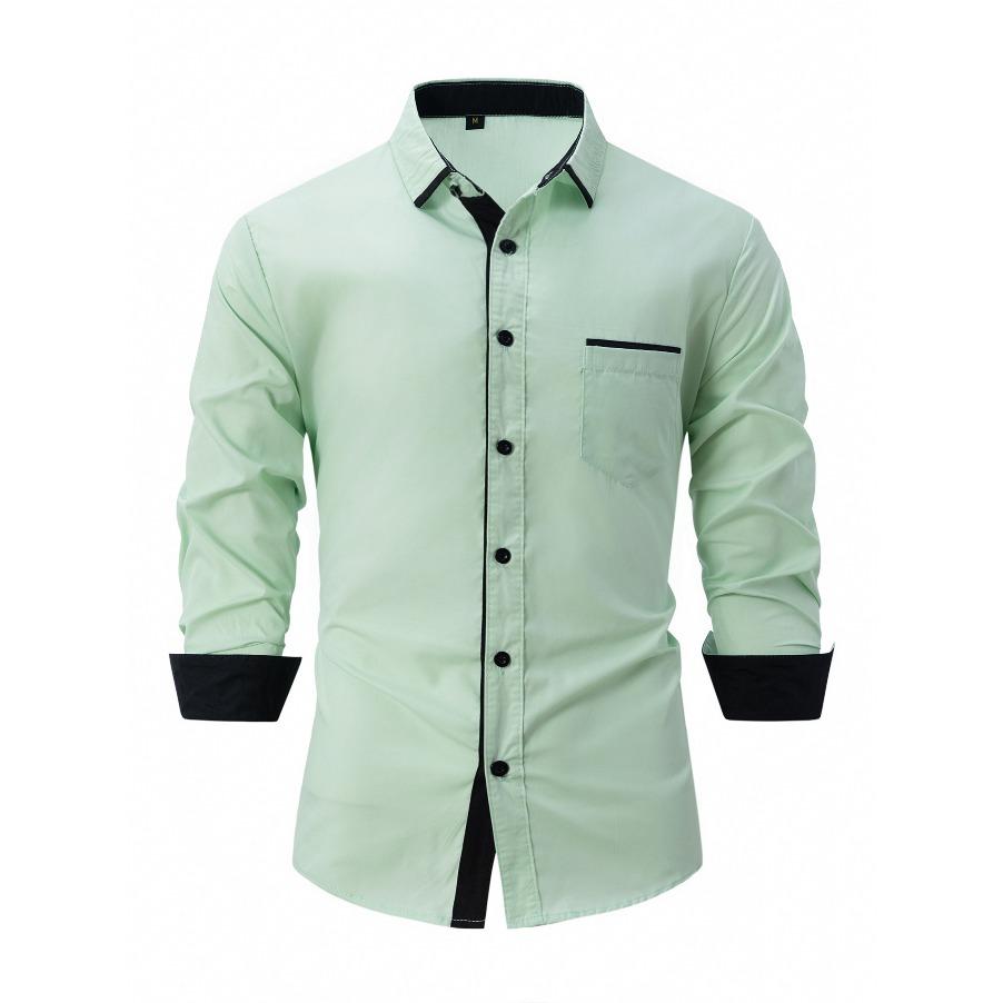 Men Top Spring Autumn Casual Business Shirt White Black Blue Loose Classic Shirts Lapel Neck Long Sleeve Shirts