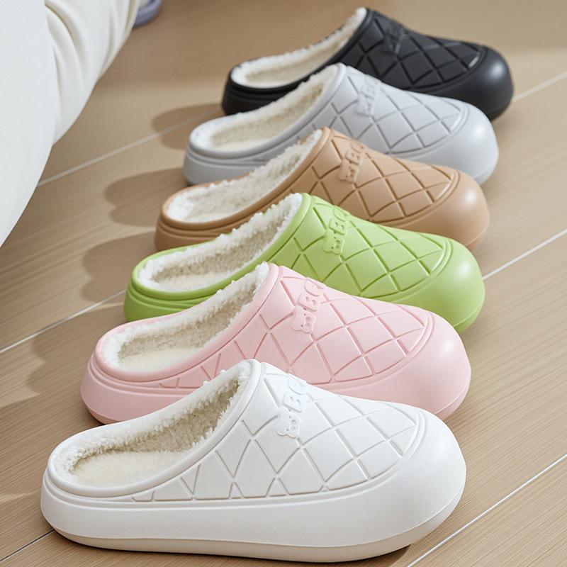Cotton slippers with plush winter indoor warmth autumn cute couple home winter slippers plush