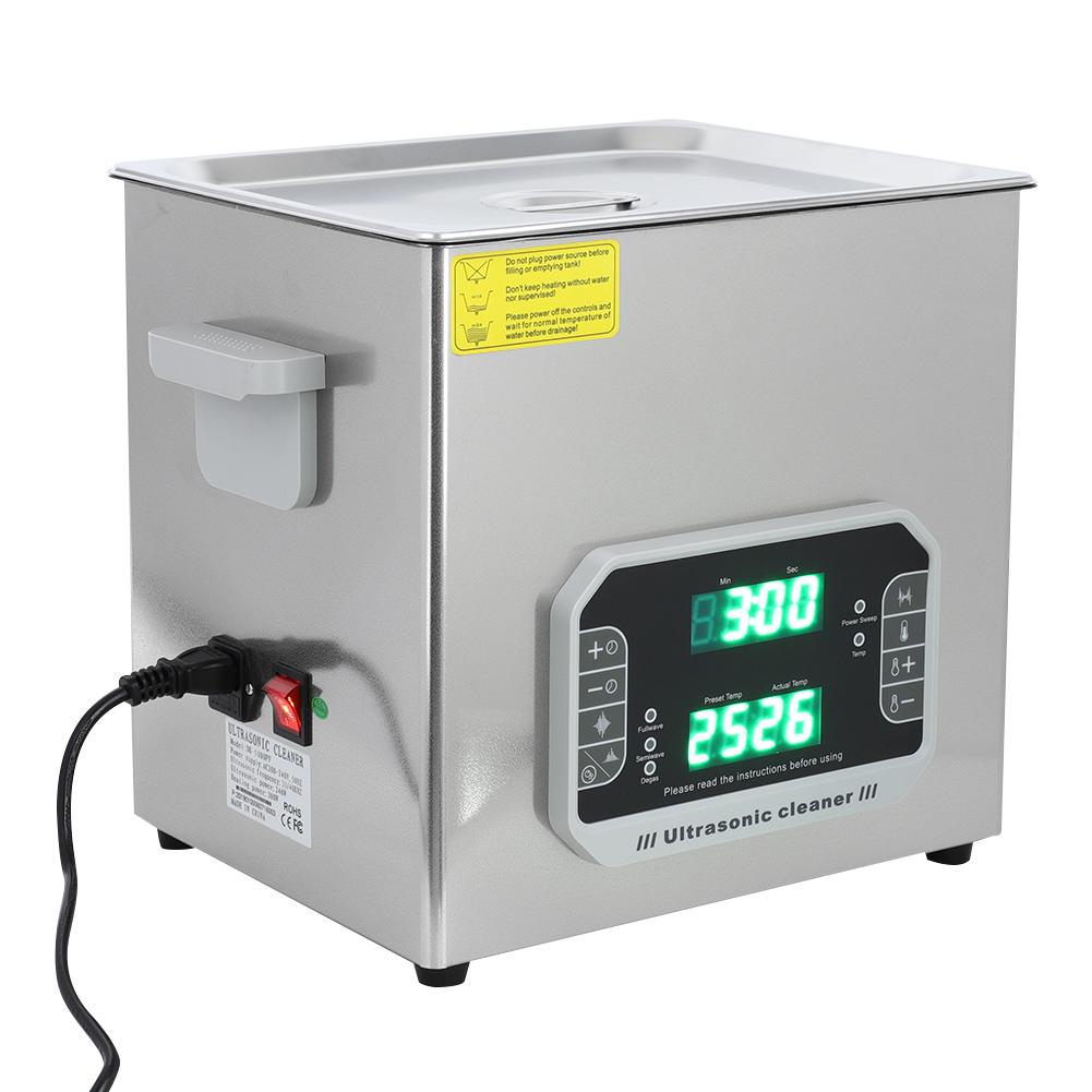 10L Ultrasonic Cleaner Multifunctional Waterproof Touch Stainless Steel Jewelry Glasses Cleaning Tool US Plug 100 127V