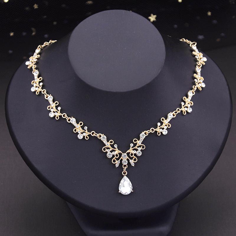 Strass-Kristall-Anhänger, Halskette, Ohrringe-Sets für Frauen, Modeschmuck, Hochzeits-/Abschlussball-Kostüm-Accessoires