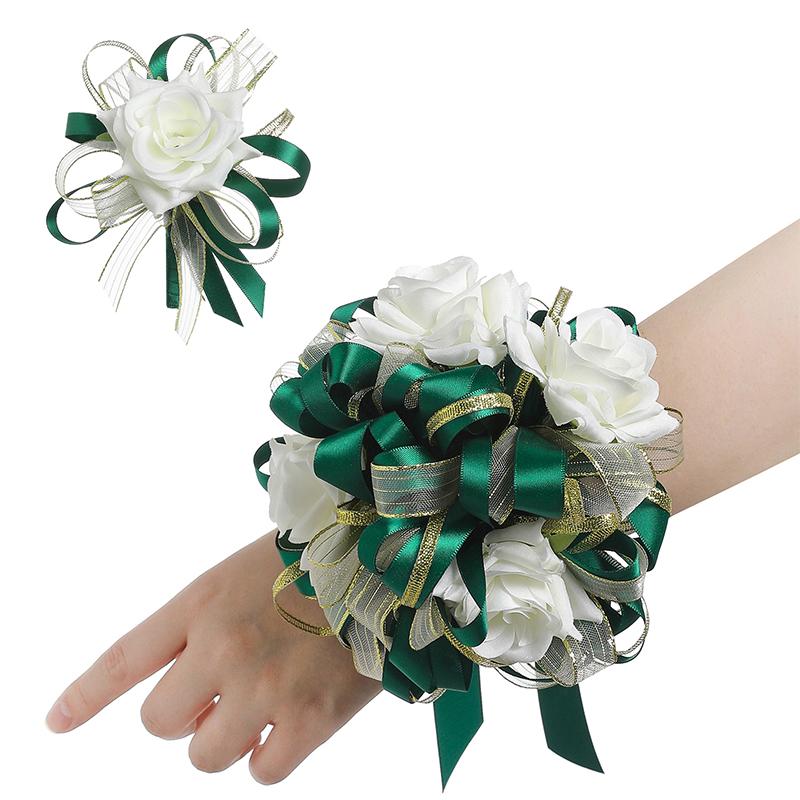 

2 шт./компл. Розовый браслет-корсаж Свадебный Свадебный Цветочный Корсаж Ручной Работы Украшение для Выпускного Вечера Вечеринки Класса Свадебные Украшения 43cm