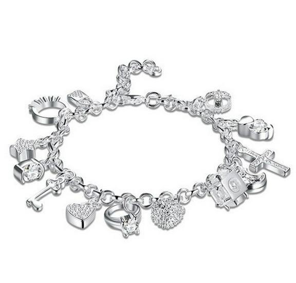 Trendy Thirteen-Pendant Bracelet: European  American Fashion Jewelry