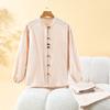 Cotton and linen pajamas women's autumn solid color stand-up collar new cotton and linen  retro cotton and linen loose loungewear set