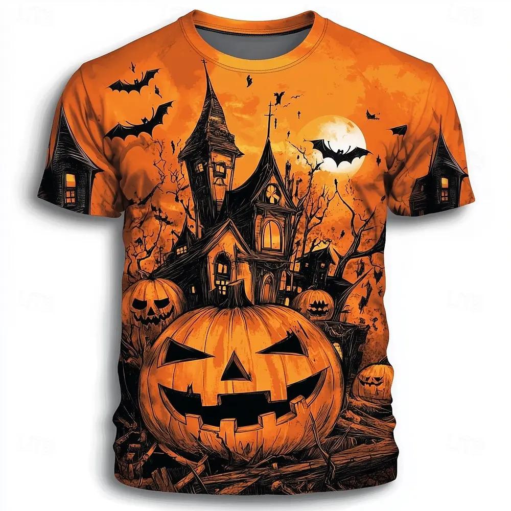 2026 Halloween Thema Herren Kürbis T-Shirt Kurzarm T-Shirt 3D Druck Rundhals Shirt Horror Party Street Casual T-Shirts Oberteile