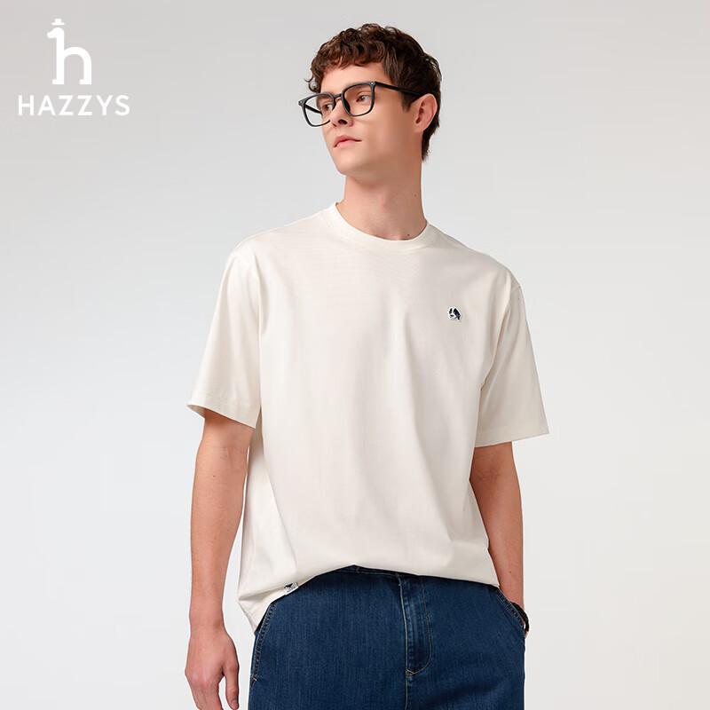 HAZZYS Men's PHIZ Retro Embroidered Loose Round Neck T-Shirt