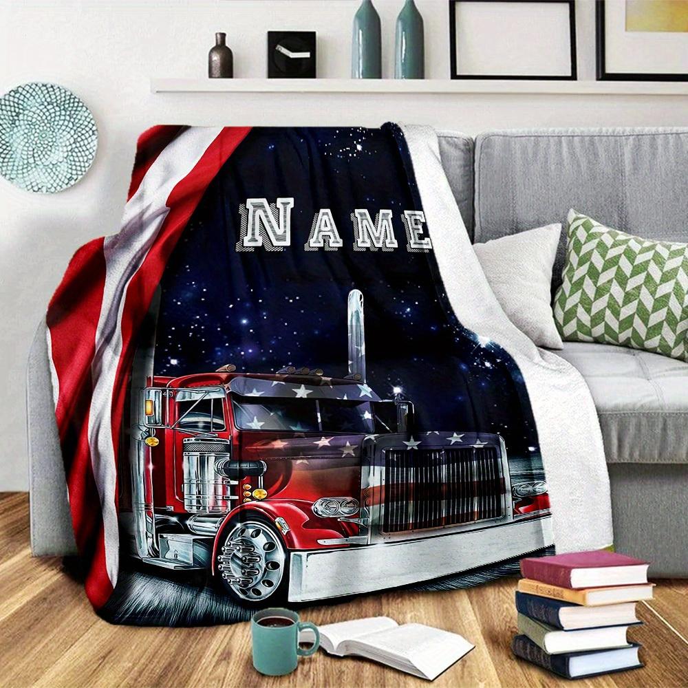 American Flag Truck Home Custom Blankets Comfortable Soft Lightweight Allseason Multipurpose Blanket For Picnics Sofas Offices Beds Living Rooms Ideal
