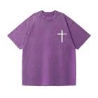 Vintage Wash Cross Graphic T-Shirt Unisex Minimal Faith Pocket Print Tee Gift 3