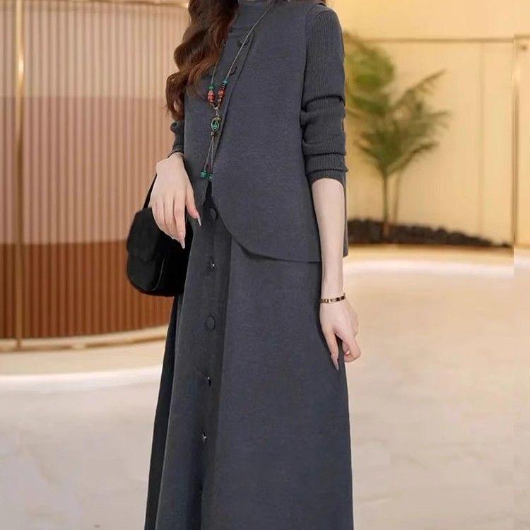 

Элегантный вязаный шерстяной костюм-двойка для женщин на осень/зиму 2XL