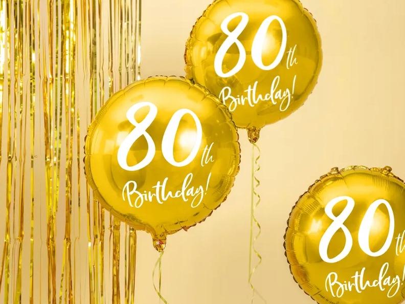 Balon Foliowy Na 80 Urodziny Birthday Złoty Osiemdziesiątka Party 45Cm