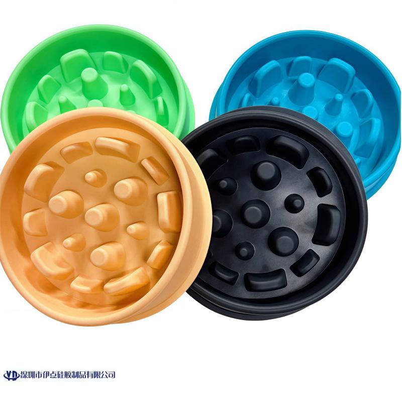 

Thickened silicone pet slow food bowl dog cat food basin anti-choking slow food dog bowl pet supplies чорний