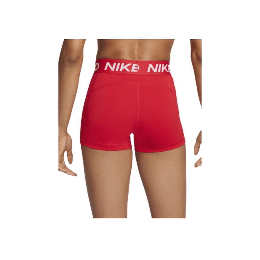 Nike Krótkie Spodenki Sportowe Damskie z Nadrukiem Logo i Literami, Wysoki Stan, Kolor Czerwony Uniwersytecki CZ9857-658