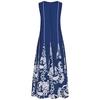 Women Plus Size Print Daily Casual Sleeveless Vintage Bohemian V Neck Maxi Dress