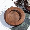 North American Walnut Cup Holder, Coffee Cup Saucer, Rectangular Round Solid Wood Coaster, Engraved Text