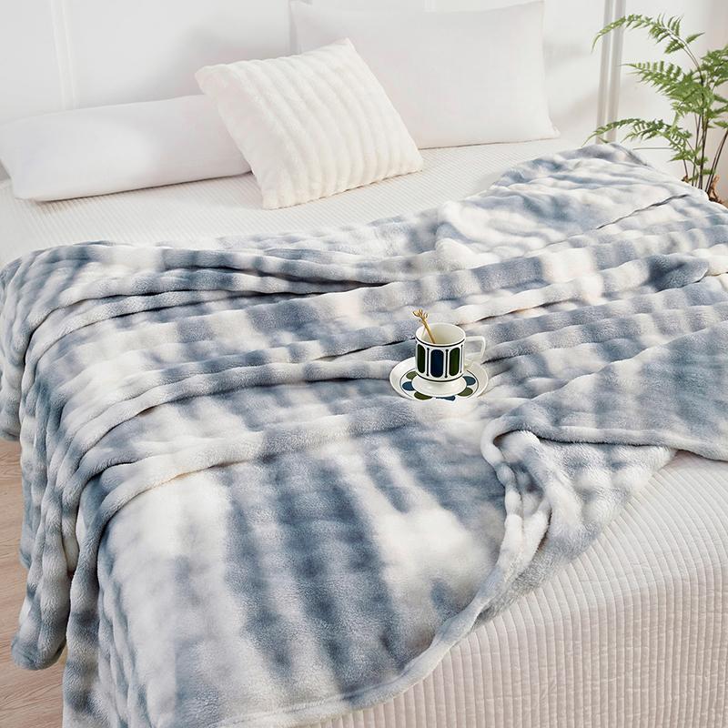 Nova Manta Tie-dye de Outono Mantenha-se Aquecido Confortável Antiestática Manta de Sofá Macia Fofa Imitação de Pelo de Coelho Manta de Sesta Xale