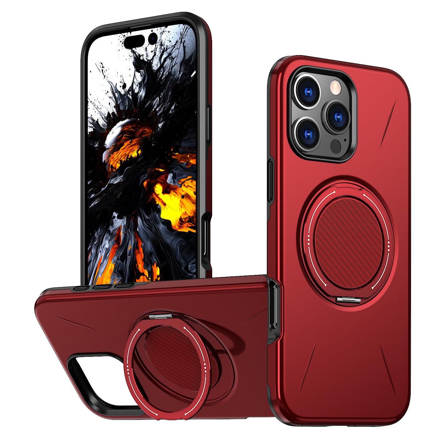 Compatible Magnetic Rotating 360° Matte iPhone 17 Pro Max Case iPhone 12 Pro Max ярко-красный