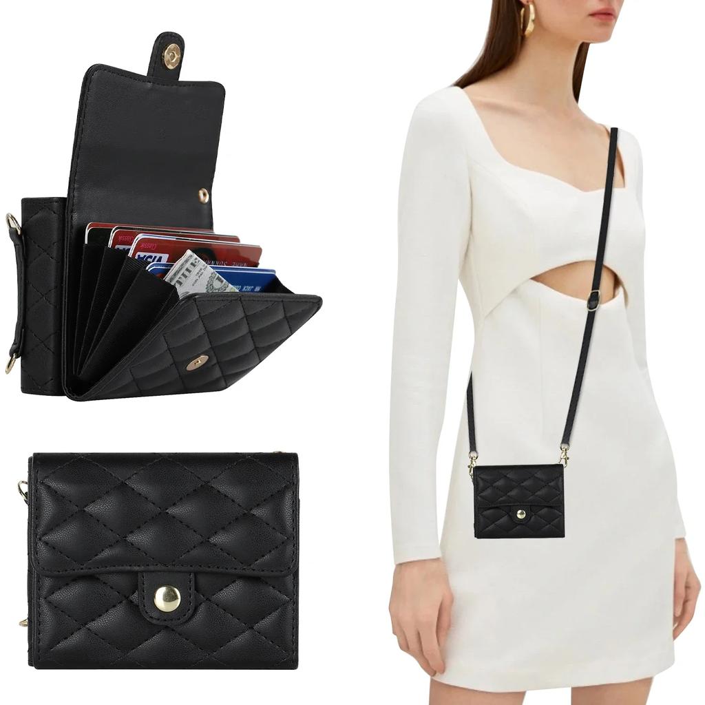 Crossbody Bag Leather Phone Case For Samsung Galaxy Z Flip 5 4 3 5G Long Lanyard Wallet Card Cover