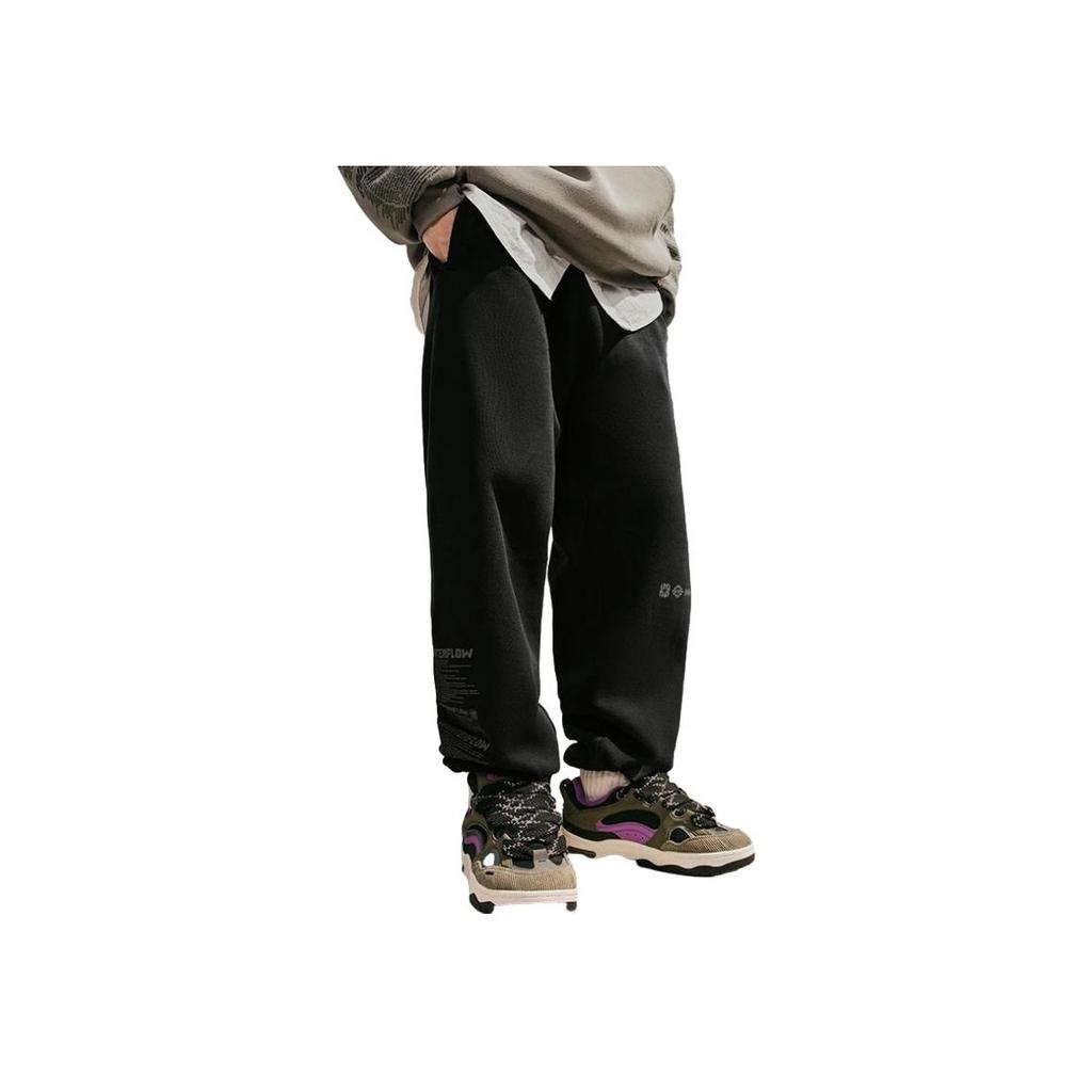 Li Ning CF Su Series Letter Mid Waist Fleece Cuffed Knitted Sports Pants Men Pants Black AKLTB03-1