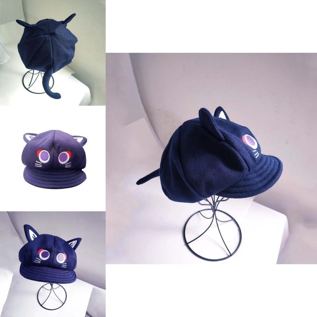 Cute Purple Cat Ear Beret Hat For Women All Seasons Warm Polyester Cotton Material