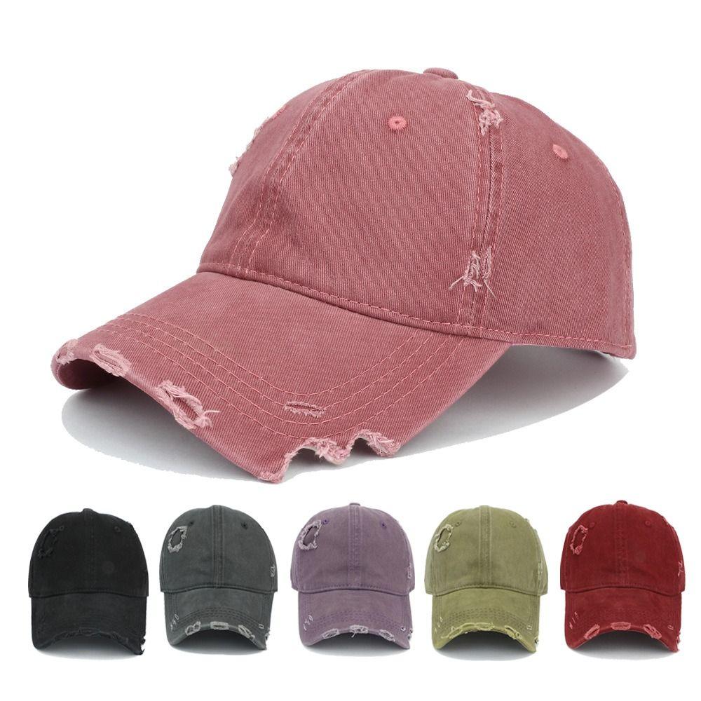 Adjustable Distressed Peaked Cap Visor Baseball Hats Streetwear Sun Hat For Man Women Unisex