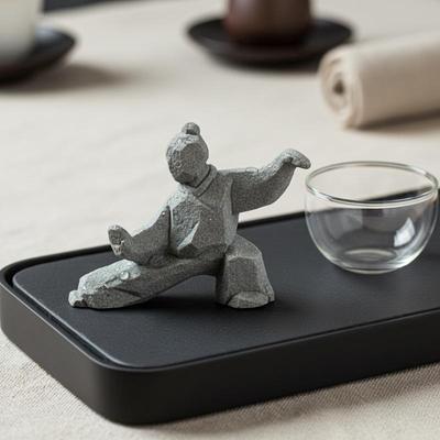 Chinese Kung Fu Figure Martial Arts Sculptural Ornament Classic Decorative Statue for Tea Table or Study Desk