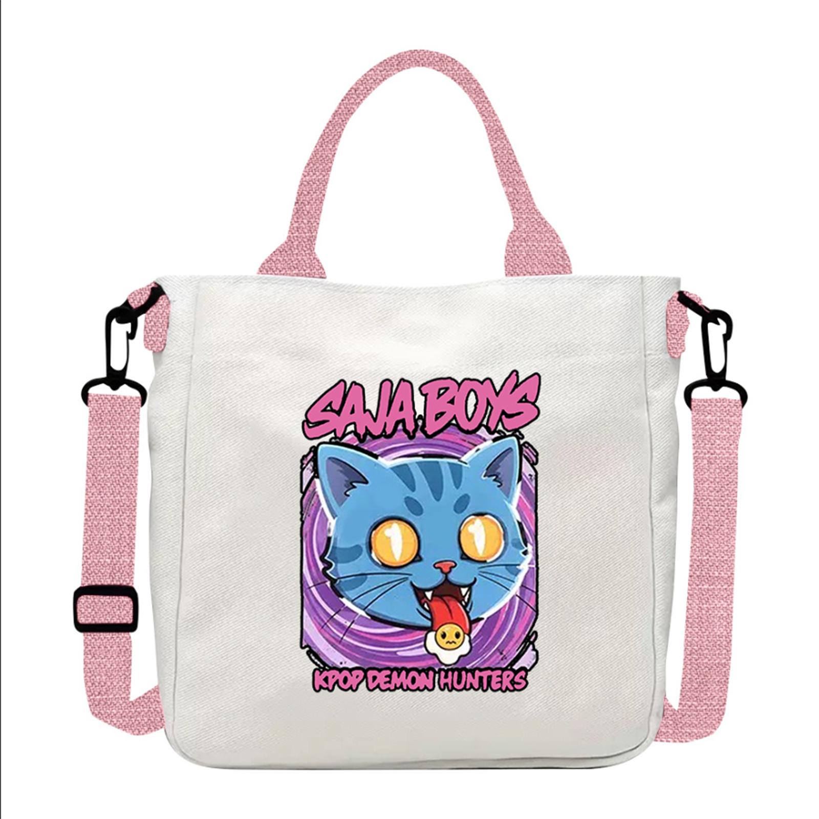 

Group Canvas Bag Cartoon Little Illustration Student Collection Handbag Crossbody Shopping Bag One Size