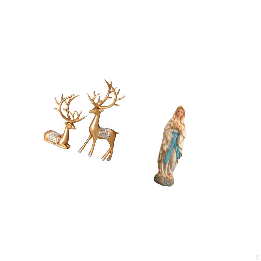 Blessed Sculpture Resin Jesus Statue European Reindeer Statues Collectable Craft Deer Lover