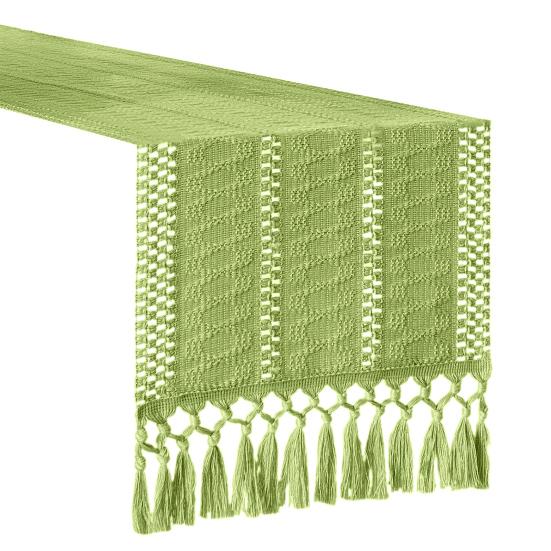 

Бохо Дорожка на стол Фермерский дом Тканая Макраме Дорожка на стол Домашний декор Деревенская Дорожка на стол с кисточками для декора обеденного стола 120cm зелёный