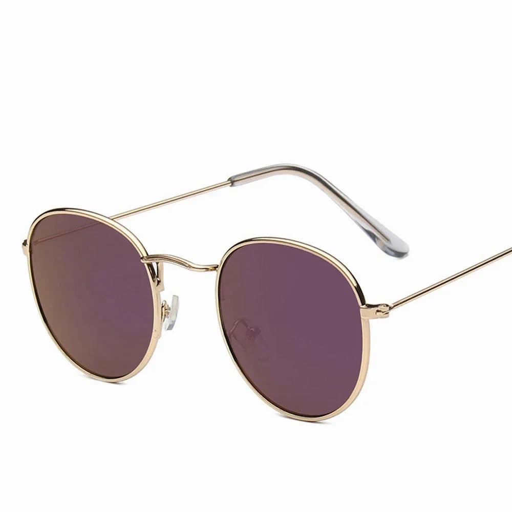 Pink Metal Small Round Sun Glasses Woman Vintage Travel Classic Sun Glasses Female Fashion Retro Lunette De Soleil Femme