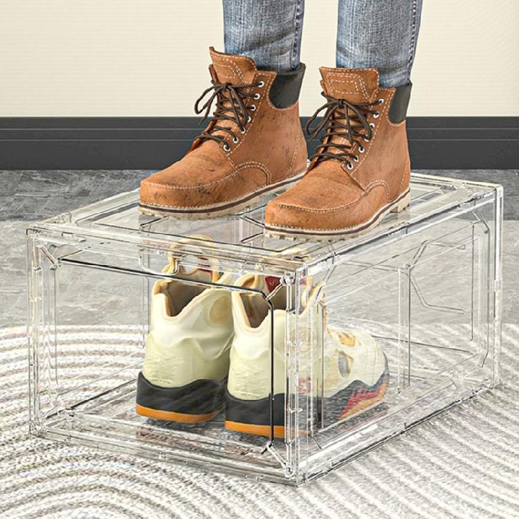 Stackable Plastic Shoe Storage Boxes Multipurpose Storage Containers Space Efficient Clear Boxes for Shoes Accessory