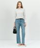 BASIC HOUSE Women'S Regular Fit Crew Neck Long Sleeve Tee Light Grey Lzts3215