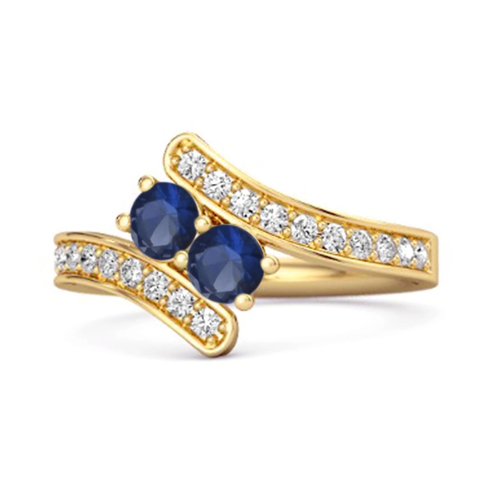 Blue Sapphire Bypass Ring - 925 Sterling Silver Gold Vermeil 12 жёлтый