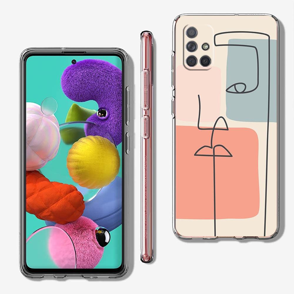 Phone Case for Samsung Galaxy A13 A51 A71 A21S A12 A31 A52 A41 A23 A53 A73 A32 5G A03S Cover Couples Flower One Line Wall Art