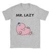 Mr Men Little Miss Mr Pigro T-shirt Uomo 100% Cotone Top Camicie Casual Girocollo Manica Corta