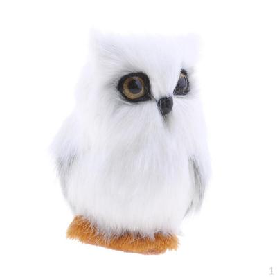 Mini Simulação Coruja Animal Decoração para Casa Artificial Branco