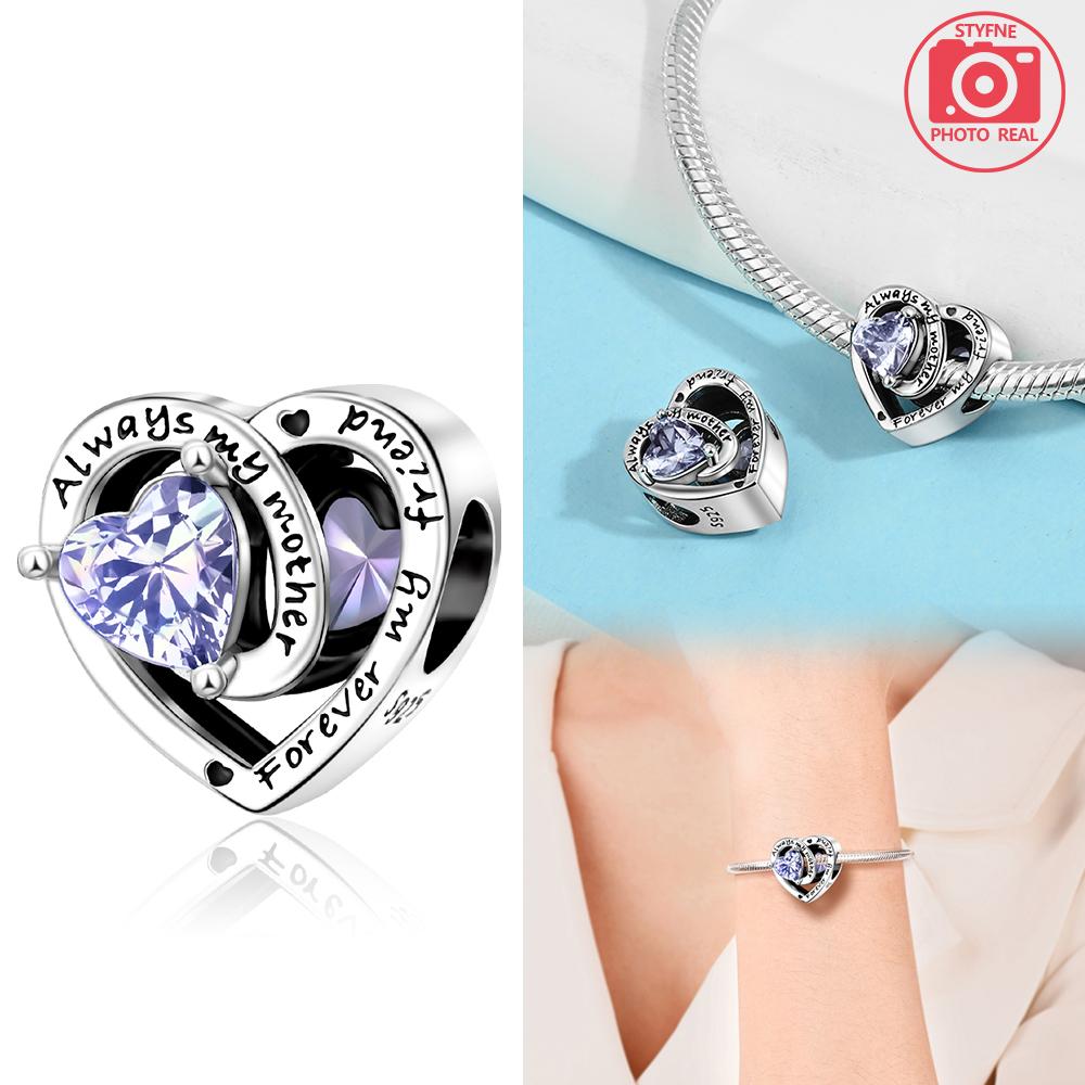 Copper Colors Heart Charms Month Birthstone Series Beads Fit Original Bracelet Diy Fine Jewelry Gift For Women