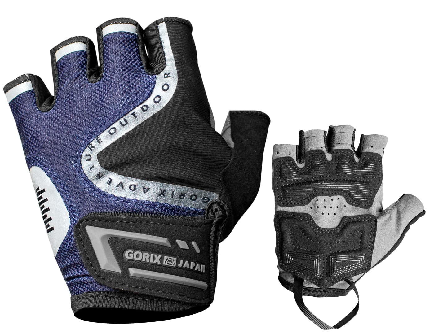 

GORIX Summer Cycling Fingerless Cycling Gloves with Reflective Design and 3D Pads Pads for Road Cross and Stylish Cycling Gloves for Men and Women синий