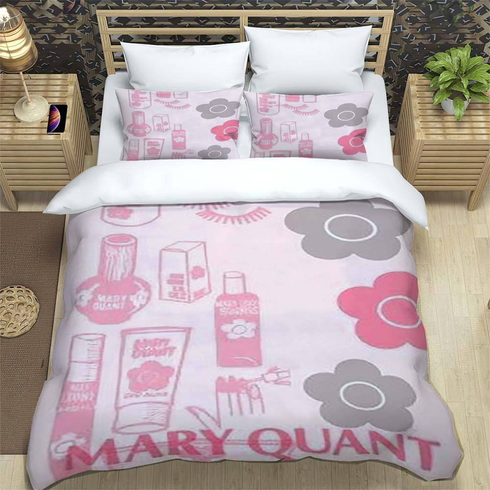 3-Piece M-Mary -Q-Quant- t PrintedDuvet Cover Set – Includes 1 Duvet Cover and 2 Pillowcases; Suitable for Home and Dorm Use