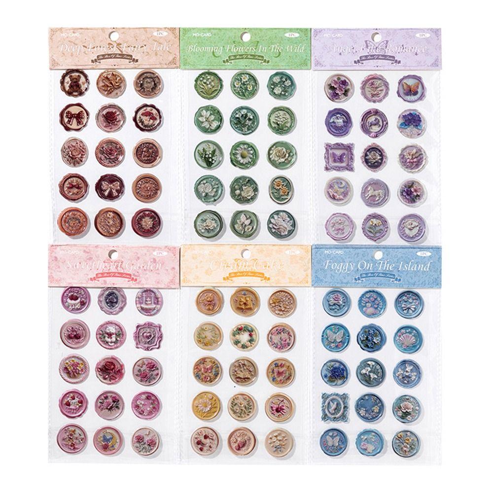 Multicolor Seal Stamp 3D Stickers Drip Glue 3D Effect Wax Seal Stickers Scrapbooking Decals DIY Accessories