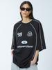 UNKNOWN PLANET Loose Fit Raglan Soccer Jersey Black